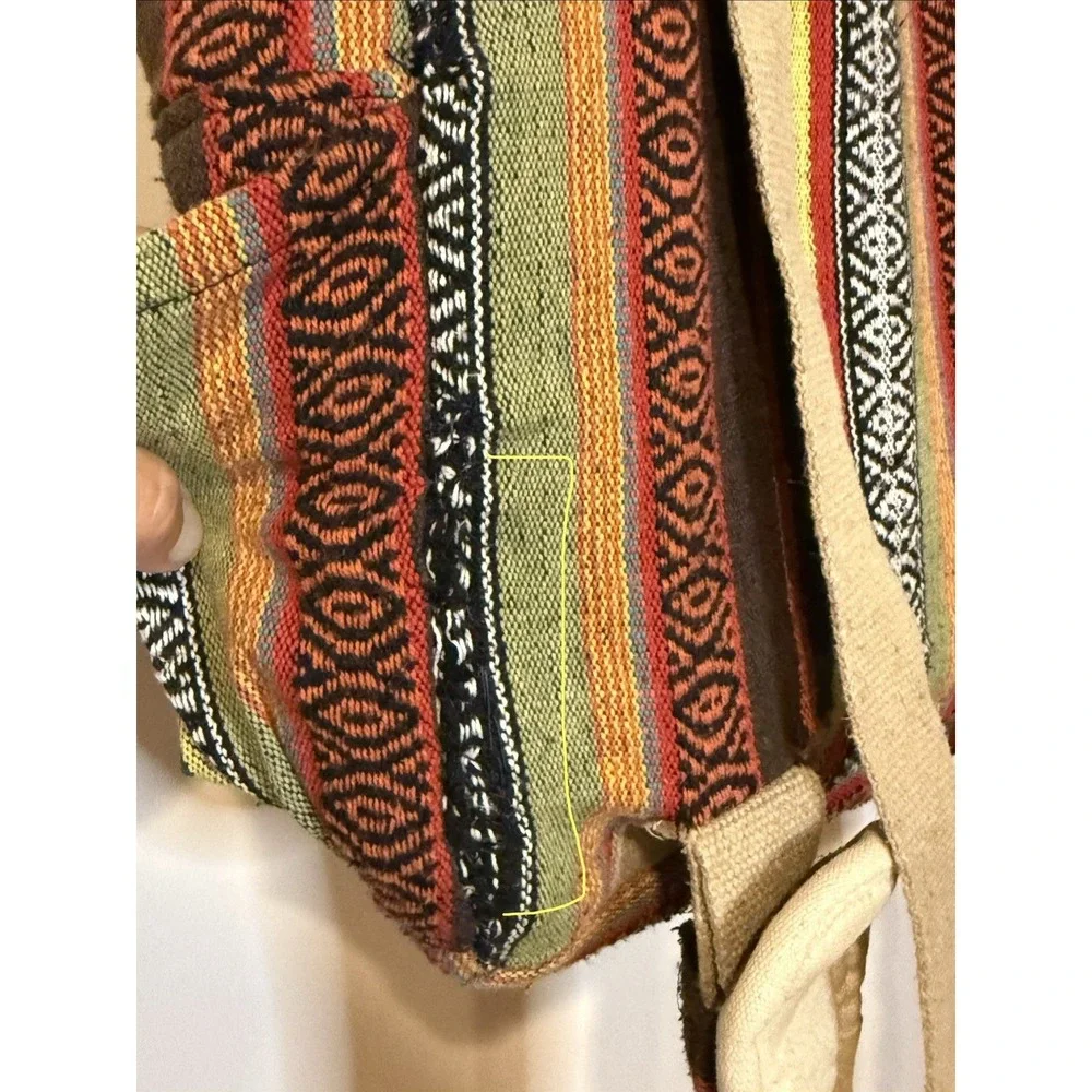 Earthbound Trading Co Indian Woven Style Back Pack 15 x17